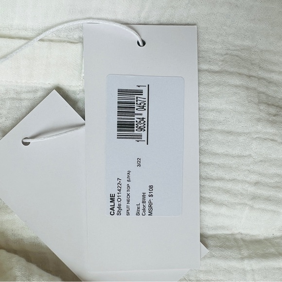 JOHNNY WAS Calme’ Top * 100% Cotton * White * Size Large * - Picture 4 of 6